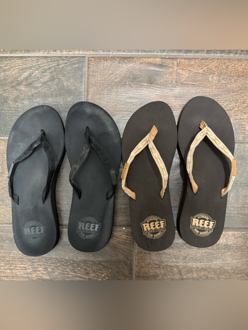 Reef Black Flip Flop Sandals (set of 2)